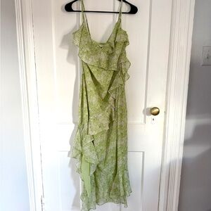ASTR Green Floral Midi Cocktail Dress